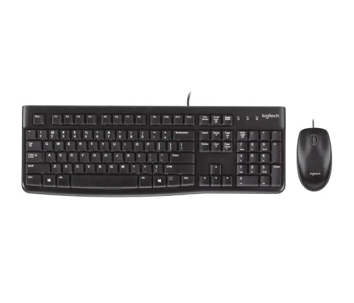 TECLADO-MOUSE COMBO LOGITECH MK120 NEGRO USB PLUG AND PLAY RESISTENTE A SALPICADURAS