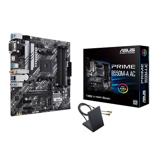 MBO ASUS PRIME B550M-A AC AMD AM4 RYZEN 4DDR4 WIFI HDMI DVI D-SUB 2M.2 1PCIEX16 3PCIE MATX