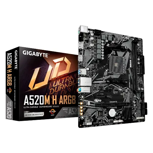 MBO GIGABYTE A520M H ARGB AM4 Ryzen 5000 2DDR4 HDMI DP M.2 4USB3.2 2PCIe3.0 mATX